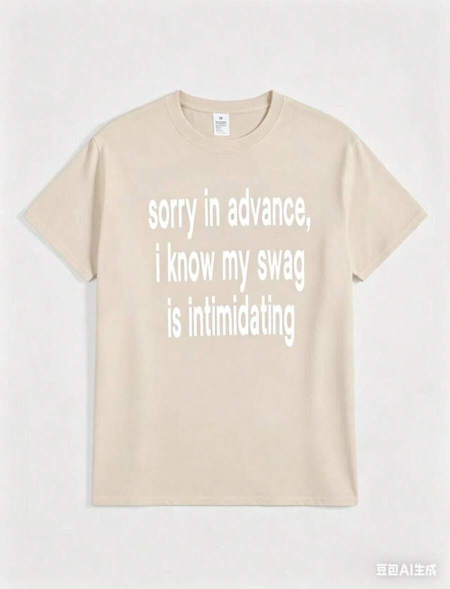 Hot Classic StyleSorry In Advance, I Know My Swag Is Intimidating Baby Tee L Y2k Graphic TeesRound Neck Loose Fit T-Shirt - Aprikot - View 1