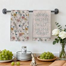 MEMNUN 2pcs Vintage Floral, Butterfly & Bird "Home Sweet Home" Printed Kitchen Towels, Dish Towels, Hand Towels, Dish Cloths, 15.75*23.62in(40*60cm) Super Soft Absorbent Microfiber Cleaning Cloths, Kitchen Accessories, Home Decor, Kitchen Decor, Suitable For Dining Room, Kitchen, Home Decoration And Gifts, All Seasons - Multicolor - View 8