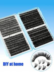 640 Pcs DIY D Curl Lash Book Kit, Super Curly Lash Extensions, 10-16mm Mixed Length Multi-Style Cluster Lashes, Natural Fluffy Dense Mixed Designs, Self-Adhesive Reusable Individual False Lash Clusters, Easy DIY Eye Makeup For Beginners At Home - D - View 8