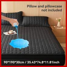 1Pc Waterproof Mattress Protector, Mattress Cover, Suitable For Bedroom/Guest Room/Hotel, Soft, Skin-Friendly, Breathable And Waterproof, Suitable For Machine Wash/Hand Wash, Does Not Include Pillow And Pillow Core - Black - View 10