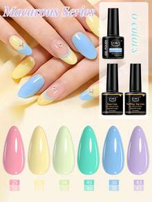 VOKY 8pcs Candy Color Nail Polish Set, Includes Base Coat And Top Coat, Easy To Apply, Nail Art Set, Professional Manicure Set, Perfect For Beginners - Multicolor - View 3
