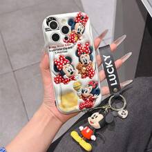 Disney Baby Minnie Mouse Phone Case With Minnie Charm And Minnie Lanyard - Cute Baby Minnie Protective Case With Red Polka Dot Outfits And Clip Art Style Design, Equipped With Delicate Minnie Decorative Lanyard And Beaded Bracelet For Easy Carrying, Compatible With IPhone 17, 16, 15, 14, 13, 12, 11 Pro Series, Ideal For Birthdays, Holidays, Anniversaries, Graduation Gifts, Or Any Special Occasion To Surprise Family, Friends, Classmates, And Loved Ones. - trắng - Xem 1