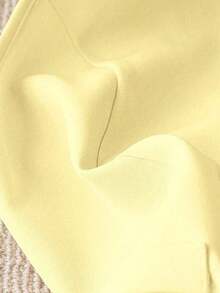 Chaleco elegante y romántico de mujer con unicolor, plisado, asimétrico, con botones y cuello en V, adecuado para ir al trabajo y el Día de San Valentín - Amarillo - Ver 6