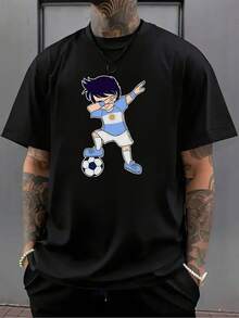 Camiseta de fútbol Argentina con estampado digital vibrante _01, ideal para Halloween. Secado rápido, absorbe la humedad, malla transpirable, sin opresión - Negro - Ver 1
