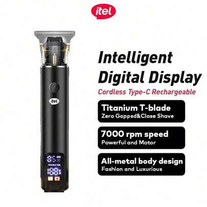 itel ITR-35 LED显示屏理发器，专业精密碳纤维T型刀片，全金属设计，适合男士，用于理发和造型
