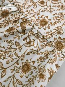 minisummmer Vestido mini sin mangas con estampado floral azul y blanco - Vestido de línea A con cintura plisada y volante en el bajo - Uso casual diario - Adecuado para decoración de Pascua, atuendo de Pascua, fiesta, reunión elegante, vacaciones de verano en la playa - Marrón - Ver 6