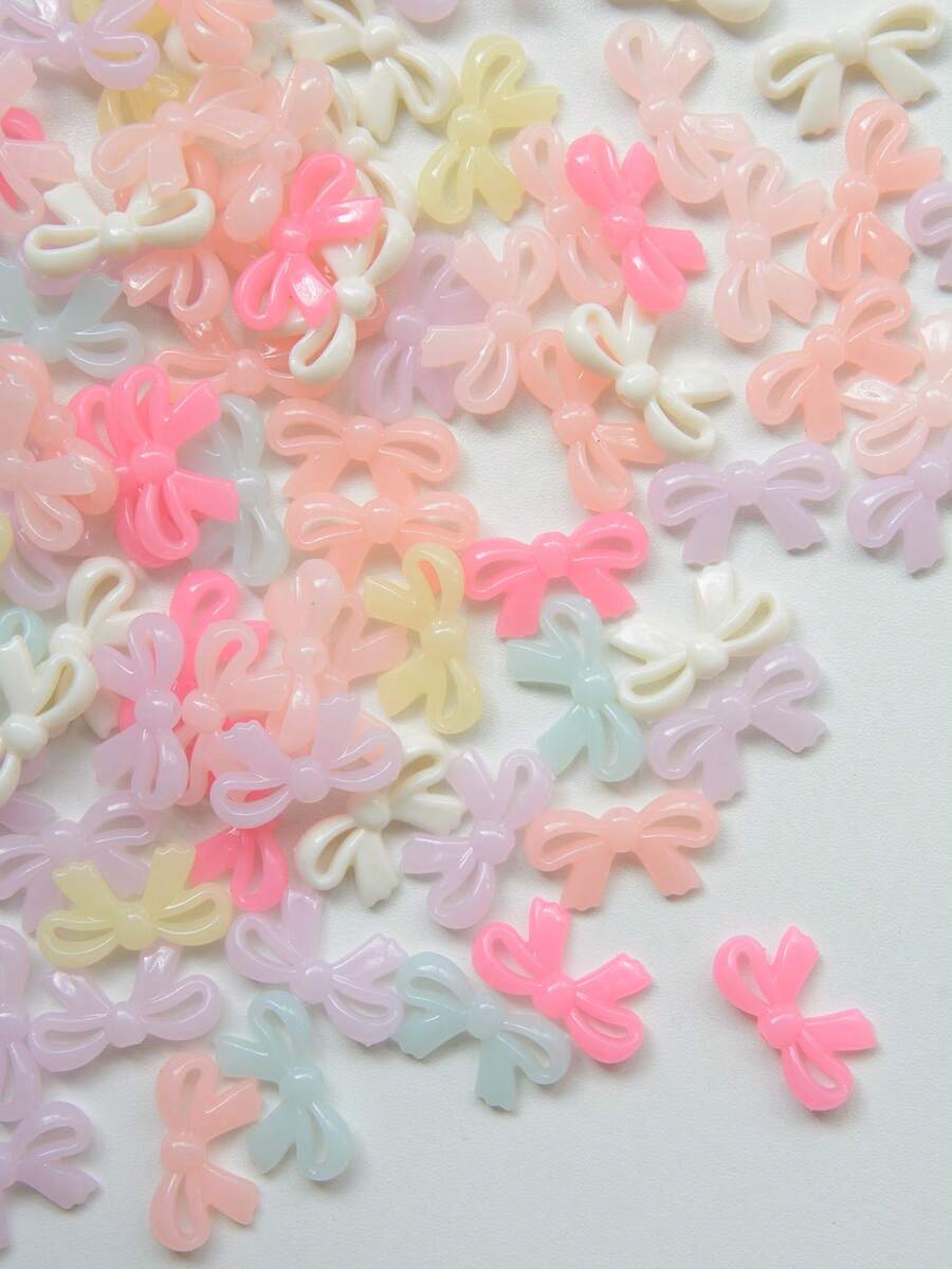 10/30/50pcs/Set Jelly Color Bow Decor Accessories, Multi-Color Bow Decor Pieces With Holes, Handmade Beads, DIY Craft Supplies - Jelly Color - View 1