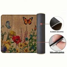 1pc Butterfly Pattern Printed Linen Kitchen Rug, Bathroom Mat, Doormat, 3D Printed Rectangular Carpet For Living Room, Bedroom, Hallway, Bathroom, Laundry Room - Polyester Rug For Indoor And Outdoor Home Decor - Multicolor - View 8