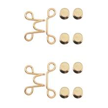 2 piezas de botones ajustables sin coser para jeans - Apretador de cintura reutilizable e invisible para pantalones y ropa, de metal duradero - Oro 2 juegos - Ver 10