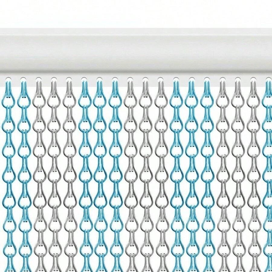 Aluminium Door Fly Screen Metal Chain Curtain Blind Insect Blinds 214cm *90cm - Blue Sliver - View 1