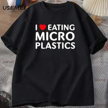 Camiseta I Love Eating de microplásticos, camiseta divertida de algodón, ropa para hombre, camisetas gráficas de manga corta para hombre, camisetas holgadas de calle - forma - Ver 1