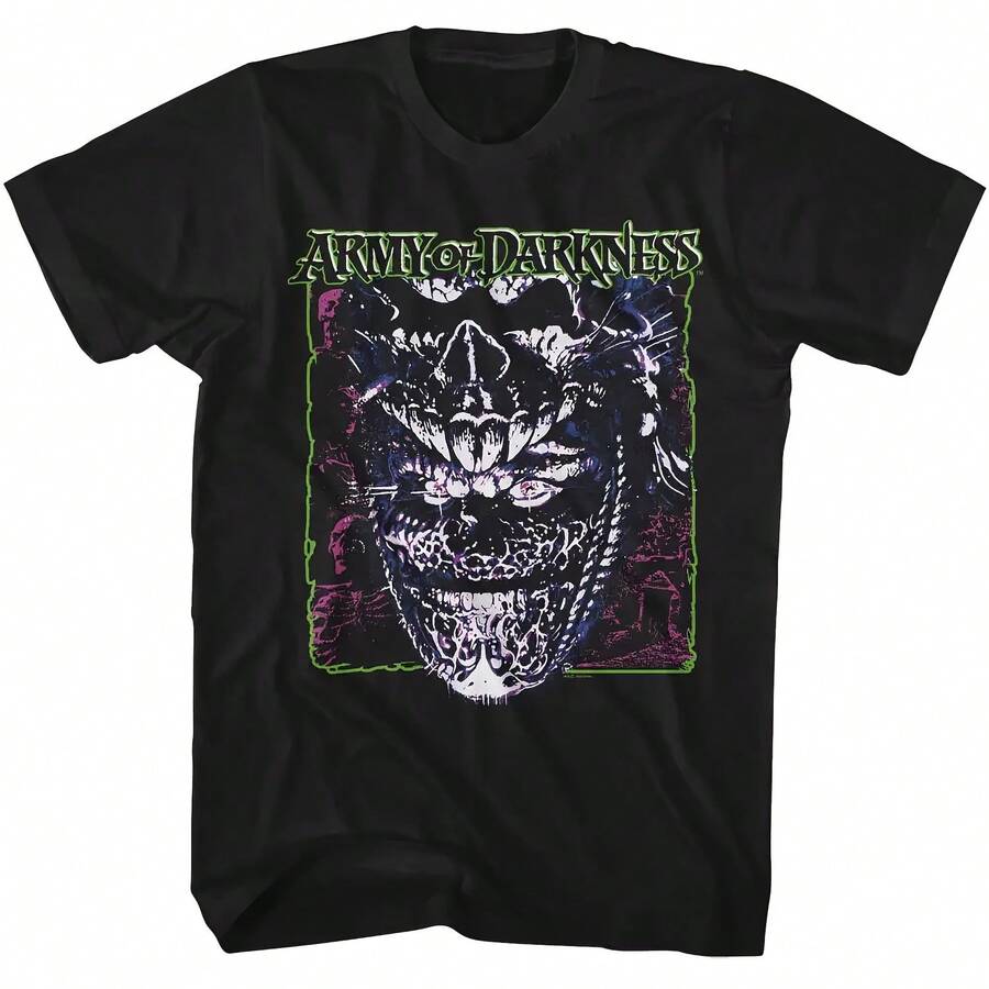 Camiseta gráfica retro de la película de terror y comedia clásica de los años 90 Army of Darkness Evil Dead, camiseta de manga corta de algodón estilo streetwear - forma - Ver 1