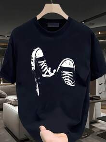Men's Casual Everyday Breathable T-Shirt, Halloween And Day Of The Dead Themed Fun Print T-Shirt, Casual Crew Neck Top, Men's T-Shirt, Comfortable And Skin-Friendly Material, Suitable For All Seasons, Unisex, 2026 Summer Short-Sleeve Printed T-Shirt, 180 Grams - màu đen - Xem 2