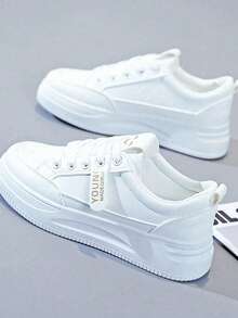 Zapatillas de deporte para exteriores, versión coreana de suela gruesa, modernas y versátiles, transpirables, deportivas y de ocio, zapatos blancos - Blanco 17 - Ver 4