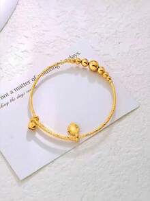1pc Fashionable Versatile Minimalist Golden Adjustable Bangle Bracelet For Women - Yellow Gold - View 12