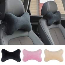 1 pieza/2 piezas Almohada de cuello para reposacabezas de coche, almohada de soporte de cuello para asiento de vehículo, accesorio de cojín de felpa para reposacabezas, adecuado para todas las estaciones, almohada de coche - Multicolor - Ver 3