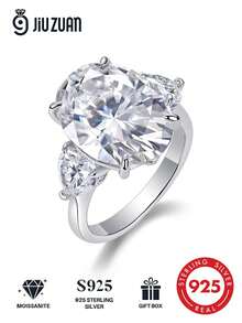 Anillo de Moissanita de plata de ley 925, hipoalergénico, anillo de compromiso/boda, diseño minimalista, uso diario versátil, regalo para el Día de San Valentín, cumpleaños, boda, viene con caja de regalo y certificado - Plateado - Ver 2