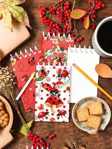 8pcs/1pc Cartoon Ladybug Theme Mini Spiral Notebooks And Pocket Notebooks. Compact And Portable, Perfect As Party Favors For Various Occasions Such As Spring/Summer Themed Events, Birthday Parties, Weddings, Graduation Celebrations, Insect Themed Gatherings, Ladybug Themed Parties, Etc. - One Size Fits All - View 7