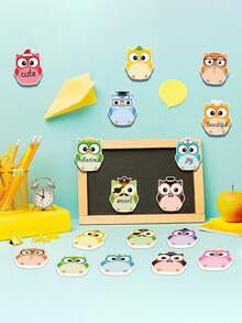 6/12pcs Owl Shaped Sticky Notes. Back To School Decorative Stickers. Multi-Color Practical Memo Pads. Suitable For Planning And Recording Schedules. Applicable For School, Office, Home, Back To School Theme Party Gifts And Other Occasions. - Owl - View 2