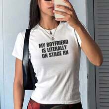 Playera de mujer 100% algodón manga corta estampado urbano versátil para verano - Blanco - Ver 1