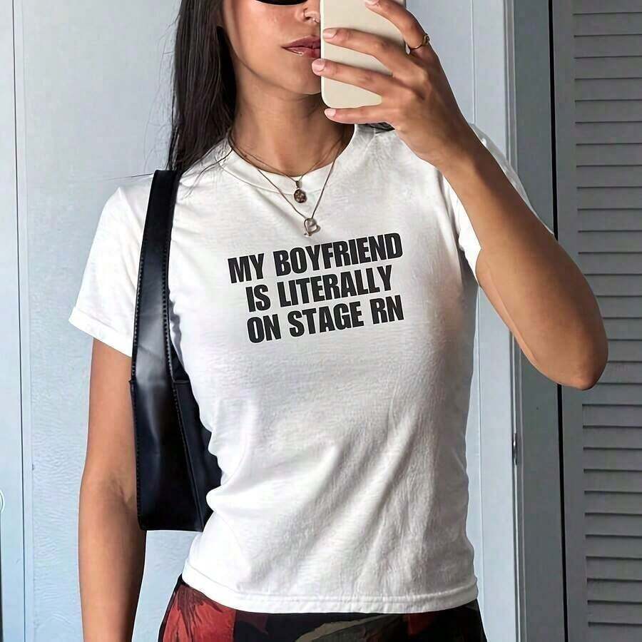 Playera de mujer 100% algodón manga corta estampado urbano versátil para verano - Blanco - Ver 1