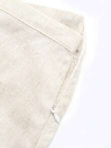 Conjunto de 3 piezas de pantalones y falda envolvente de unicolor minimalista para uso casual y diario en verano para mujeres - Albaricoque - Ver 6