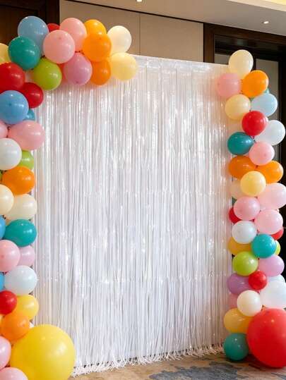 1/2/4/6pcs Bright White Foil Fringe Curtain, Bright White Party Tinsel Metallic Curtains, Wedding Engagement Proposal Backdrop Decor, Photo Backdrop Streamer Curtain For Home Decor, Room Decor,Baby Shower Decor, Birthday Party Door Decor Wall Decor, Gender Reveal Decorations, Holiday Party Supplies,Birthday Decor