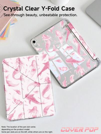 美人鱼图案平板电脑保护套，适用于 iPad Air 11 英寸 M3 2025/M2 2024、Air 第五代 2022、Air8 2026（11/13 英寸）、(A16) 11 英寸第十一代 2025，也兼容三星 Galaxy Tab 和 Kindle Paperwhite 第十二代 2024。透明背壳搭配时尚图案，支持自动休眠/唤醒功能，并采用气垫保护。是办公使用或馈赠亲友的理想之选。