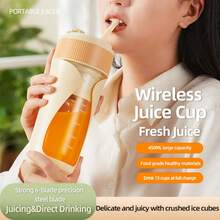 可攜式 USB 充電式果汁機 - 易於清潔，適用於水果、蔬菜飲料和果昔，附吸管，450ml 容量 - 0.5L以下 - 查看 6