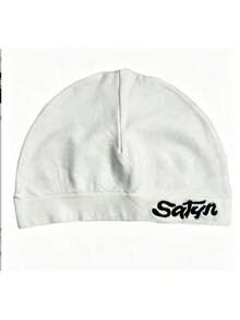 1pc Solid Color Casual Nylon Knit Printed Beanie Hat, Outdoor Sports Windproof Warm Streetwear, Autumn/Winter - Satyn - View 5