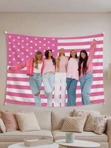 1 Stück personalisierter USA Flagge Portrait Wandteppich, kreativer amerikanischer Flagge personalisierter Polyester dekorativer Wandbehang, Familie Freund Paar Muster Wandteppich, Wohnzimmer Schlafzimmer Büro Heim Dekoration / Raumdekoration / Party Dekoration - Verschiedenfarbig - Übersicht 2