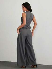Trajes de mujer, elegantes para ir al trabajo en otoño/invierno - Gris - Ver 2