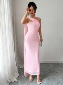 Vestido strapless y sin espalda elegante para mujer, uso para fiestas, ajustado a la cintura, para primavera y verano - Rosa - Ver 5