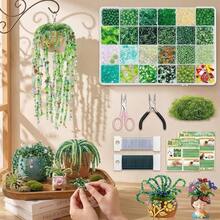 5500 Pcs DIY Beaded Plant Kit, Green Glass Beads For Jewelry Making, Forever Plant Suncatcher Craft Set With Leaf Beads, Bead Plant Making Kit For Home Decor And Gifts (A-1Pc) - A-1Pc - View 1