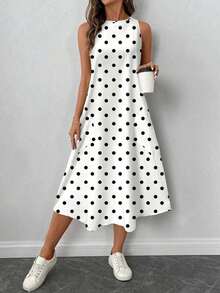 Vestido casual de mujer de longitud media con estampado, adecuado para primavera y verano - Multicolor 2 - Ver 7