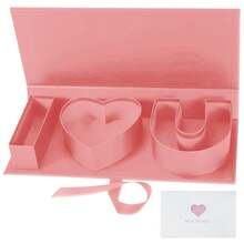 情人節禮物粉色 I Love You 花禮盒 17.9 吋 3 格紙板盒附緞帶 - 查看 17