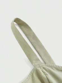Vestido casual de tirantes con bolsillo y diseño de botones de unicolor para mujer - Verde lima - Ver 3