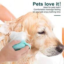 Bộ 1/3 bàn chải tắm và massage cho thú cưng kèm bình đựng xà phòng, bằng silicon, có thể treo, bàn chải tắm cho chó mèo, bàn chải gội đầu cho chó, bàn chải làm sạch răng, bàn chải massage tẩy tế bào chết, đồ dùng cho thú cưng. - Nhiều màu - Xem 4