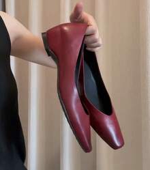 Zapatos de mujer de piel de oveja, estilo francés, con aspecto desgastado, de punta cuadrada pequeña, plataforma baja y aumento de altura, para un desplazamiento elegante. - Negro - Ver 9