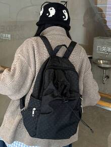 大容量の女性用通勤バックパック、調節可能なショルダーストラップ付き、韓国風の波模様が特徴のニッチなY2Kファッション多機能バックパック。中学生、高校生、大学生、スポーツ、フィットネス、アウトドアアクティビティ、旅行、日常使いに適しており、新学期の贈り物に最適です。 - グレー + バッジ3個 - チェックする 2