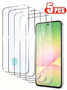 5片装钢化玻璃屏幕保护膜，支持指纹解锁，适用于三星 Galaxy S26 S25 S24 Ultra S23 S22 S21 Plus Edge、Galaxy A14 A15 A16 A17 A07 A06 A05 A57 A56 A55 A54 A53 A52 A51 5G 4G、Galaxy S26 S25 S24 Ultra S23 S22 S21 Plus，防刮花、无气泡、高清晰度、9H 硬度、保护设备、透明手机配件 - 無色 - 查看 26