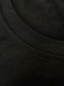 Women's Casual Top. Short-Sleeved T-Shirt With A Unique And Stylish Letter Print And A Round Neck, Ideal For Spring And Summer. A Must-Have For Everyday Casual Wear. - 黑色 - 查看 4