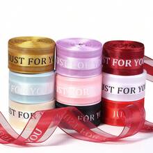 10 Yards/Roll English Foil Print Tulle Polyester Ribbon 1 Inch Wide, Colorful Packaging Decoration Ribbon For Flowers, Birthday Party, Cake Gift Box, Scrapbooking - English Mesh Ribbon - View 2