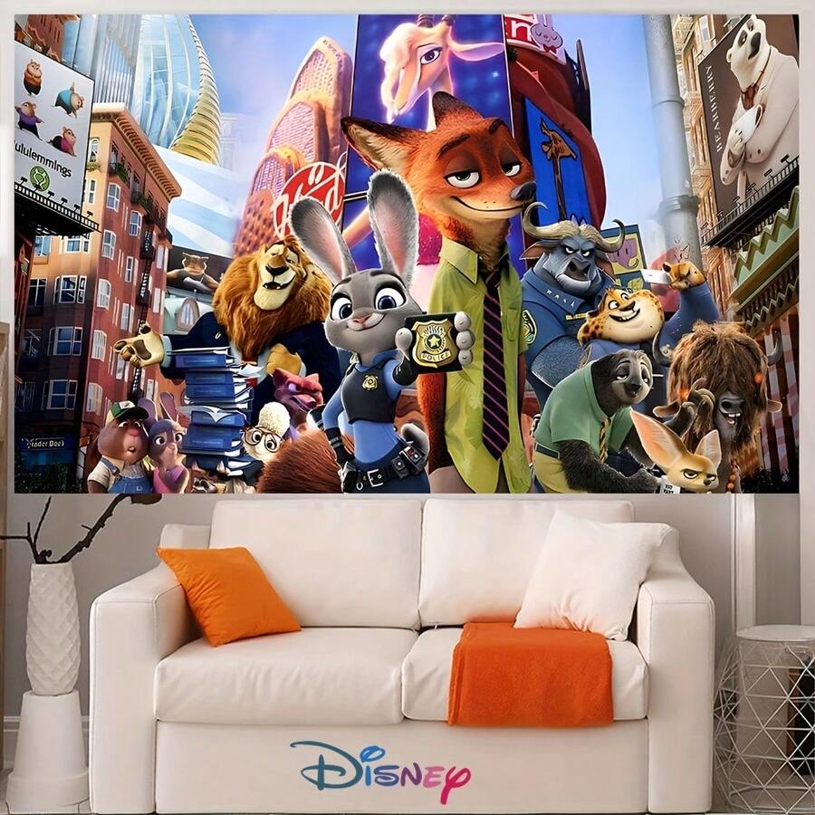 Judy Hopps And Nick Wilde Themed Birthday Backdrop, Suitable For Children's Birthday Party, Baby Shower Party And Theme Party Decoration - Multicolor - View 1