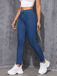 ICON Jeans pitillo sólidos - Azul lavado medio - Ver 5