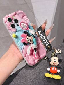Disney Minnie Mouse Phone Case With Minnie Charm And Minnie Lanyard - Cute Minnie Protective Case With Tennis Outfit And Pastel Background Design, Equipped With Delicate Minnie Decorative Lanyard And Beaded Bracelet For Easy Carrying, Compatible With IPhone 17, 16, 15, 14, 13, 12, 11 Pro Series, Ideal For Birthdays, Holidays, Anniversaries, Graduation Gifts, Or Any Special Occasion To Surprise Family, Friends, Classmates, And Loved Ones. - trắng - Xem 6