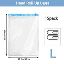 15pcs Reusable Vacuum Storage Bags, PE Plastic Compression Bags Without Air Pump, Suitable For Packing Luggage, Closet & Dorm, Storage For Clothes & Bedding - View 8