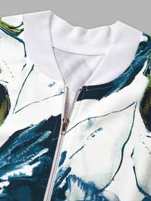 Chaqueta con cremallera con estampado floral casual para mujer - Multicolor 3 - Ver 6