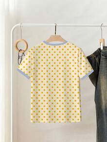 Camiseta Casual de Verano para Mujer con Estampado de Frutas, Cuello Redondo y Manga Corta, Camisetas Gráficas para Mujer - Amarillo - Ver 2