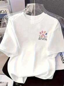 ropa de mujer 1pc Una camiseta de cuello redondo 100% para mujer, ropa de mujer para primavera y verano, una elección elegante e informal, estampados divertidos, ocasiones festivas, entrega local, conjuntos de vacaciones para mujer, camisas de mujer de verano - Blanco - Ver 5